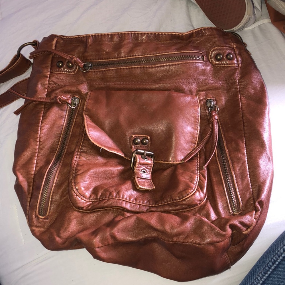 Faux leather brown purse